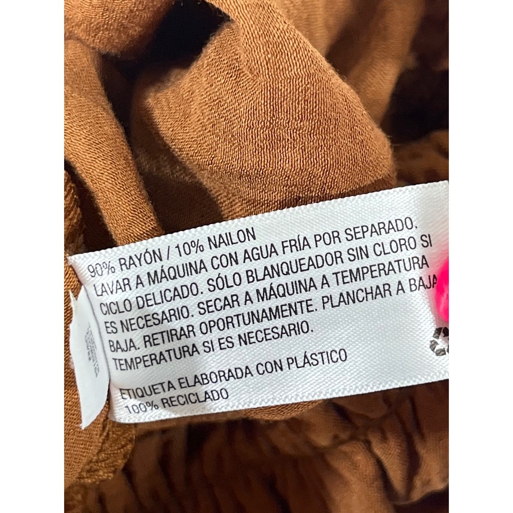 A New Day Crop Top Womens XL Rust Brown Crinkle Smocked Hem Minimalist Earthy - Picture 7 of 9